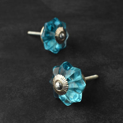 Nitocris Blue Melon Glass Cabinet and Cupboard Door Knob