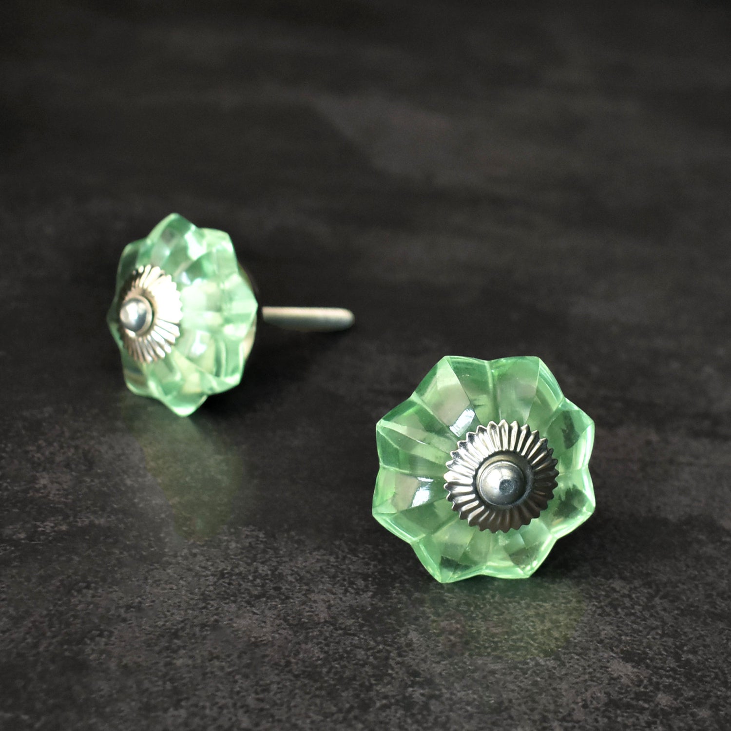 green glass drawer knob