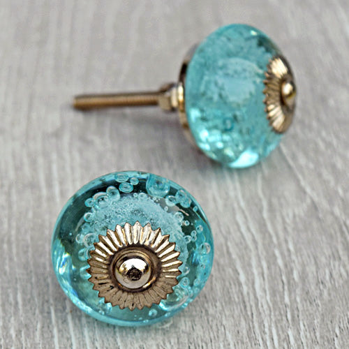 blue glass knobs