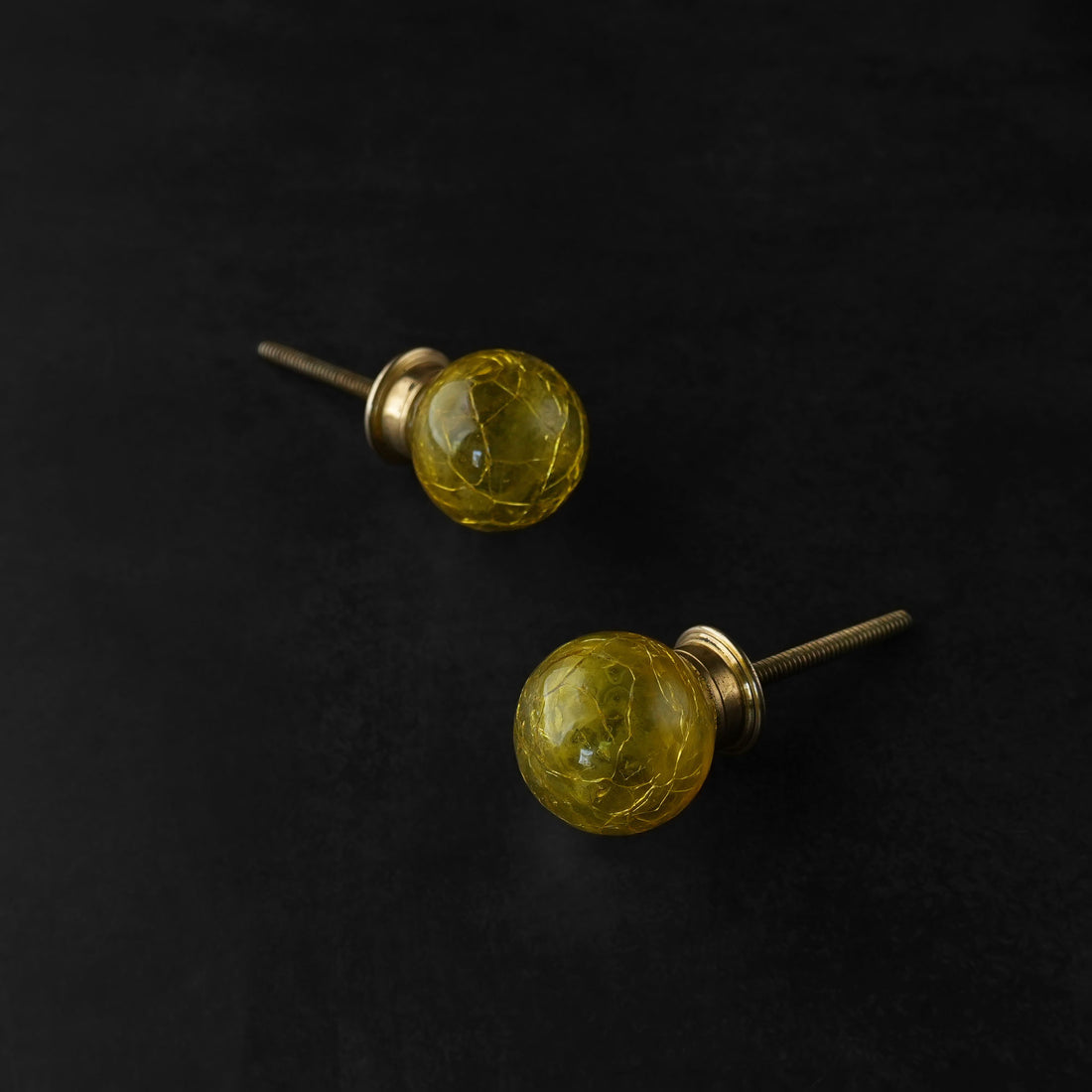 Imperial Topaz Crackled Glass Cabinet Door Knob and Pull