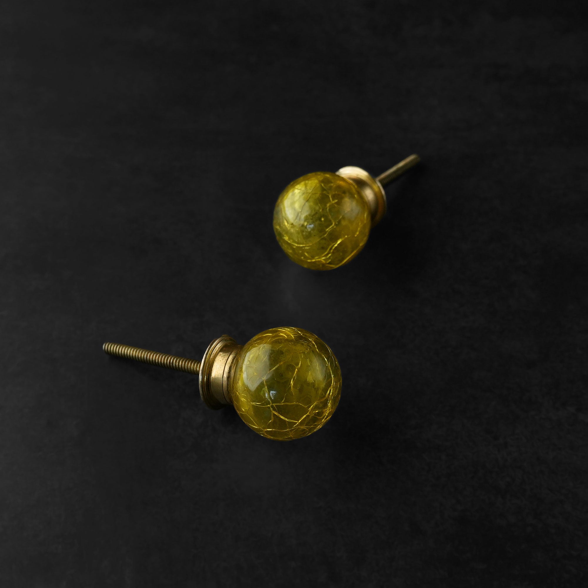 Imperial Topaz Crackled Glass Cabinet Door Knob and Pull