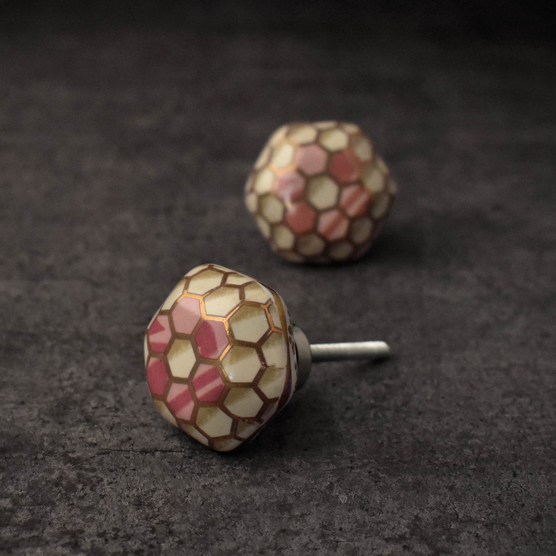 Jivika Ivory Gold Ceramic Drawer Knob