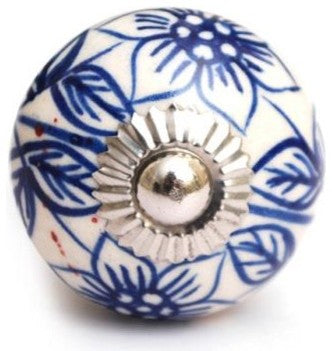 Periwinkle Blue Petal Ceramic Cabinet Dresser Knob