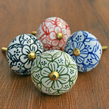 Gardenia Glam Floral Ceramic Cabinet Dresser Knob