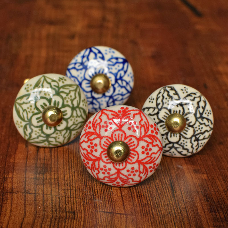 Provence Petal Floral Ceramic Cabinet Drawer Knob