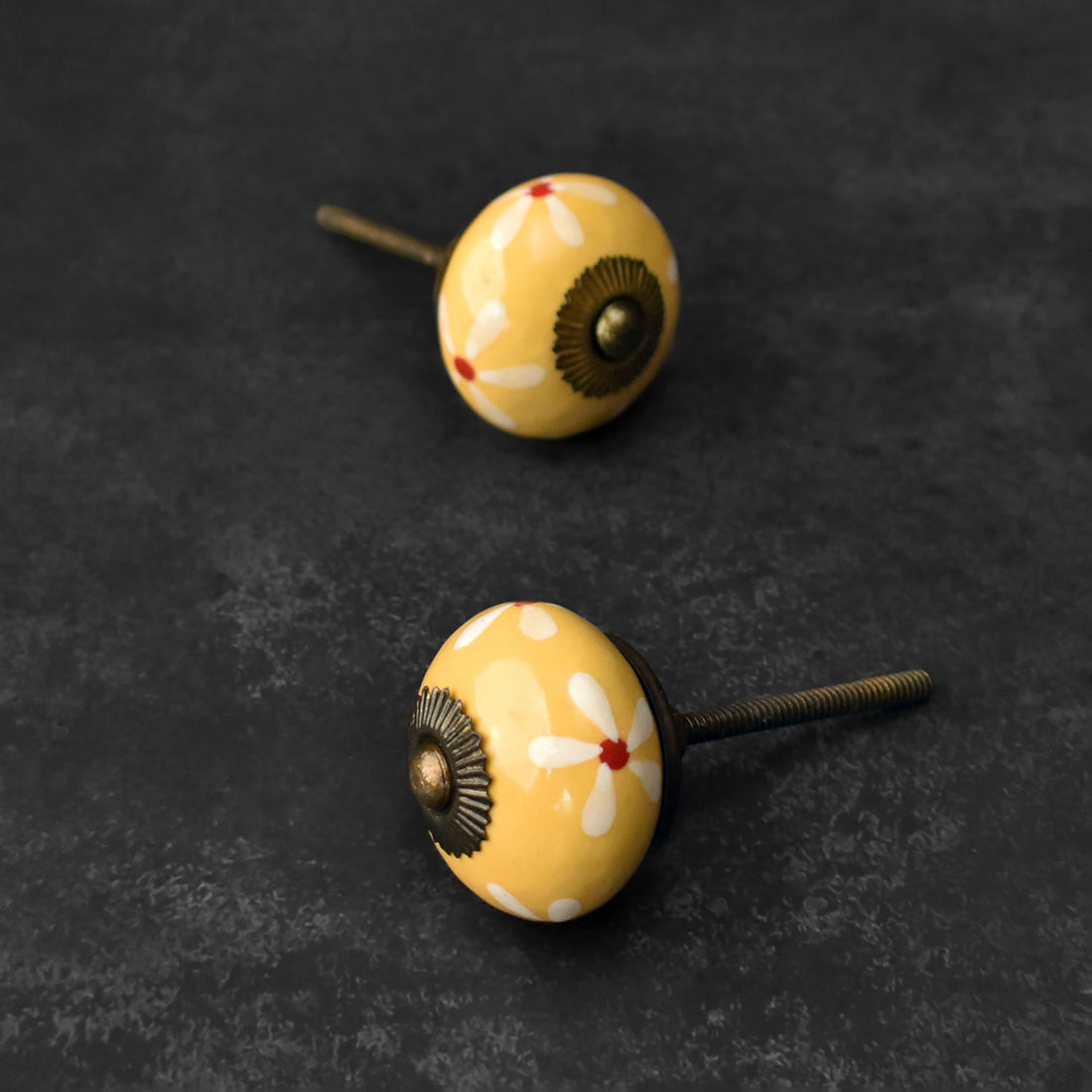 Daisy in Meadow Yellow Ceramic Cabinet Knob