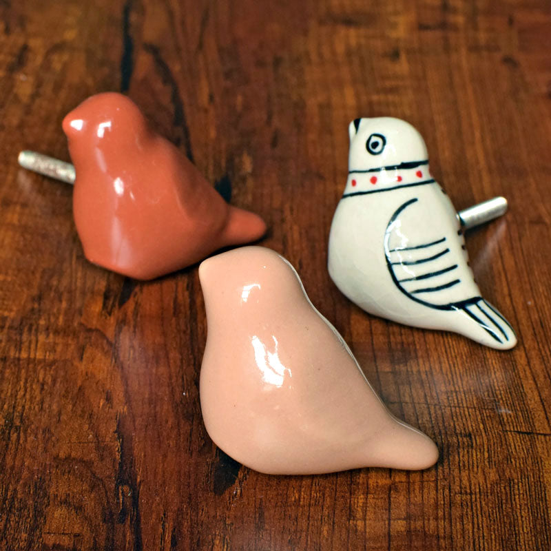 Perchy Ceramic Bird Cabinet and Drawer Knob
