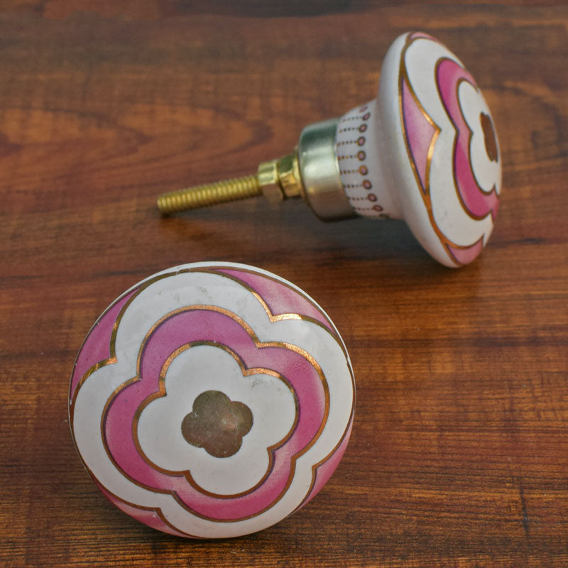 Tarangini Pink Gold Floral Ceramic Knob Pull