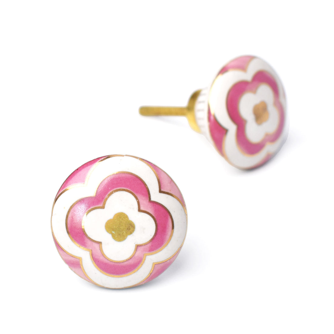 Tarangini Pink Gold Floral Ceramic Knob Pull