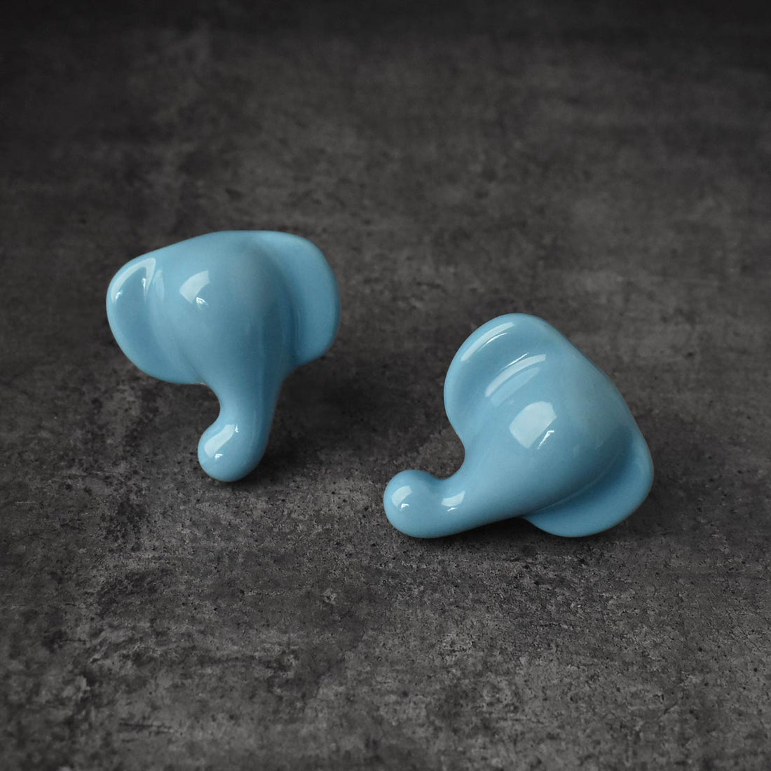 Blue Elephant Head Ceramic Kids Cabinet Drawer Knob