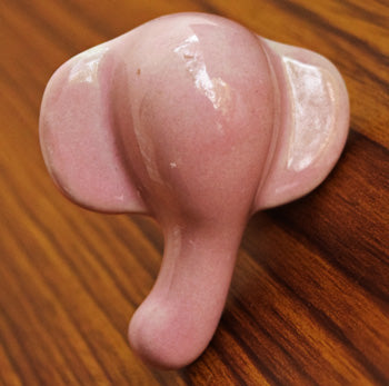 Pink Elephant Head Ceramic Kids Cabinet Drawer Knob