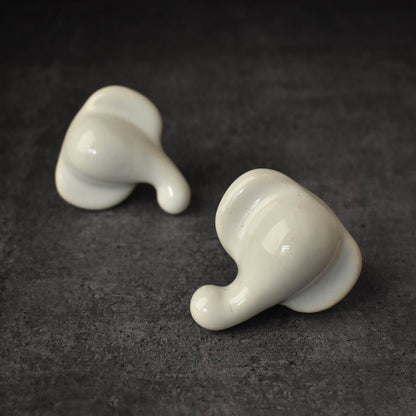 White Elephant Head Ceramic Kids Cabinet Drawer Knob