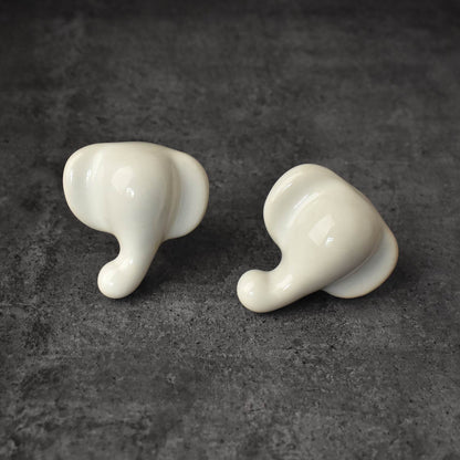 White Elephant Head Ceramic Kids Cabinet Drawer Knob