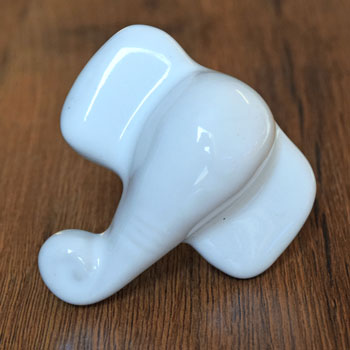 White Elephant Head Ceramic Kids Cabinet Drawer Knob