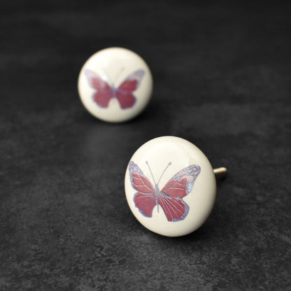 Delicate Wings Butterfly Ceramic Kids Cabinet Drawer Knob