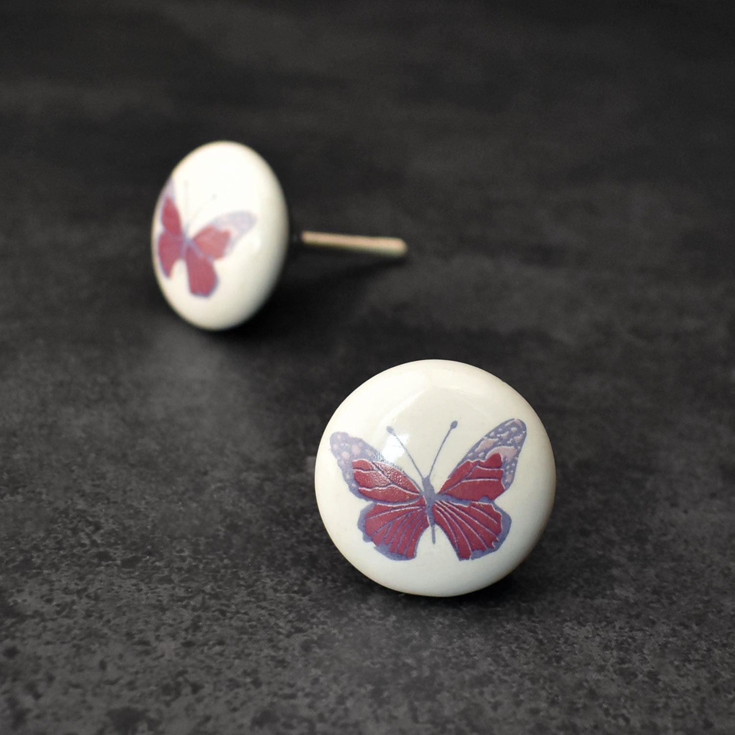 Delicate Wings Butterfly Ceramic Kids Cabinet Drawer Knob