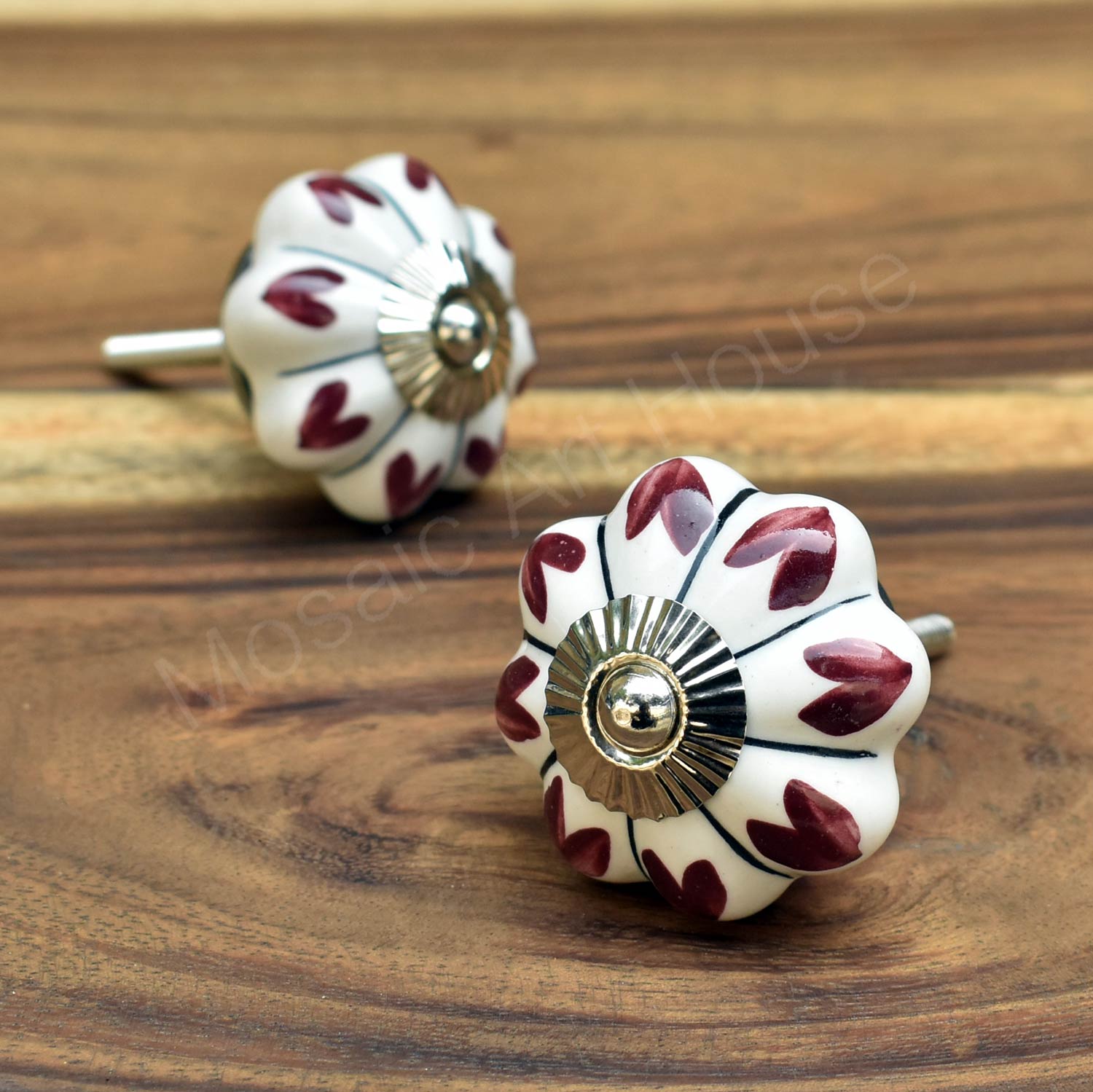 Rosabelle Hearts Ceramic Knob and Pull