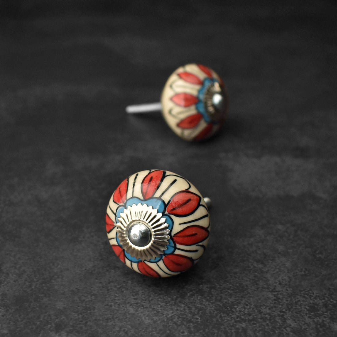 Boubou Colourful Flower Ceramic Dresser Knob