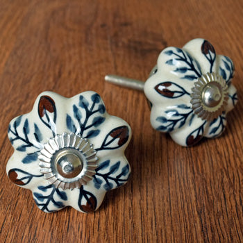 Lupine Flower Ceramic Melon Knob