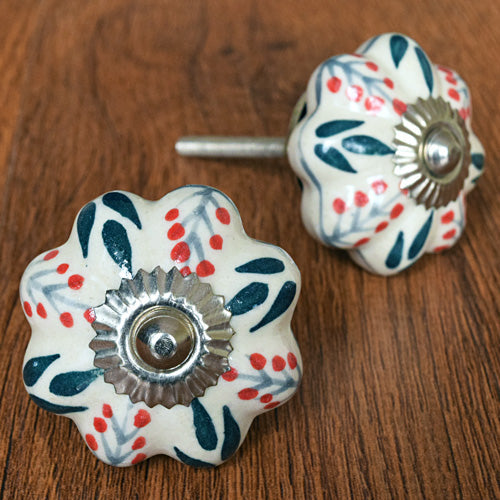 Yucatan Flower Ceramic Cabinet Knob