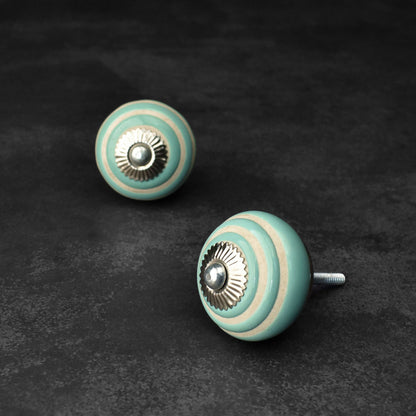 Viscount Mint Green Stripes Ceramic Knob