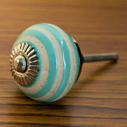 Viscount Mint Green Stripes Ceramic Knob