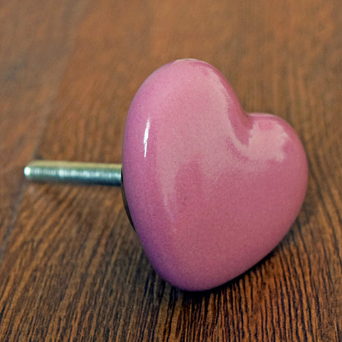 Amore Pink Hearts Ceramic Drawer Knob