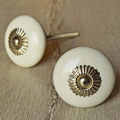 Silk White Plain Ceramic Drawer Knob