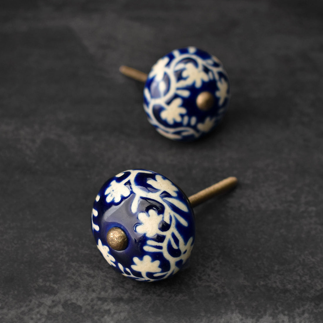 blue ceramic knob