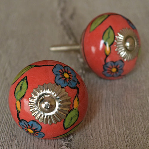 Protea Red Ceramic Drawer Knob