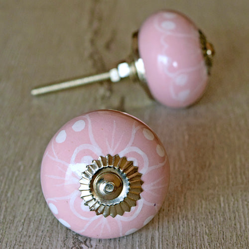 Tea Rose Pink Ceramic Knob