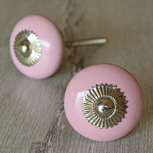 Blush Plain Pink Ceramic Dresser Knob