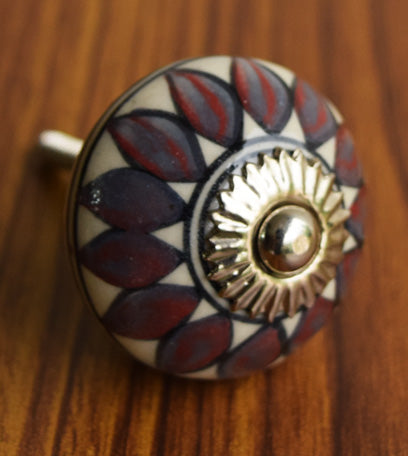 Kente Floral Ceramic Knob for Cabinets