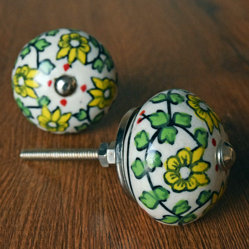 Alyssum Floral Ceramic Dresser Knob Pull