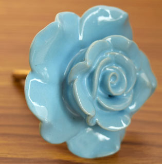 Magnolique Blue Flower Ceramic Drawer Knob