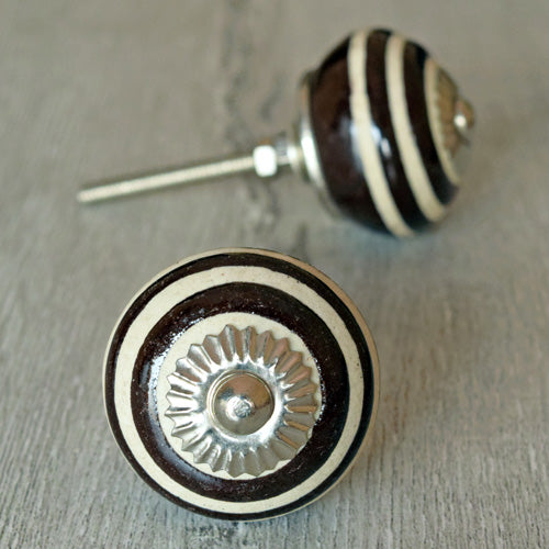 Breton Striped Ceramic Dresser Drawer Knob