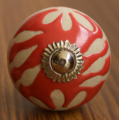 Gaudi Orange Flower Ceramic Cabinet Drawer Knob