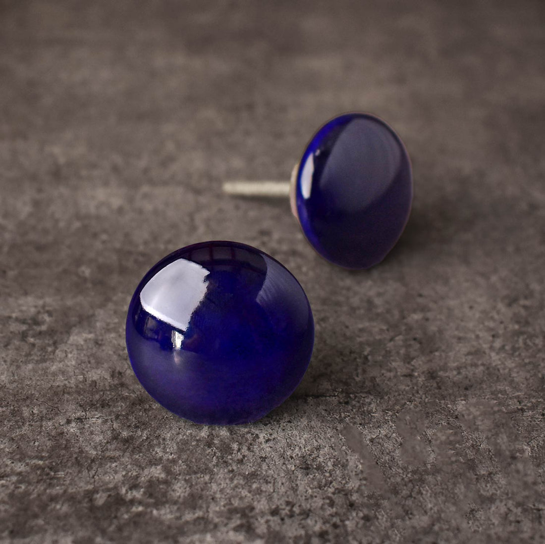 Admiral Blue Plain Ceramic Dresser Knob