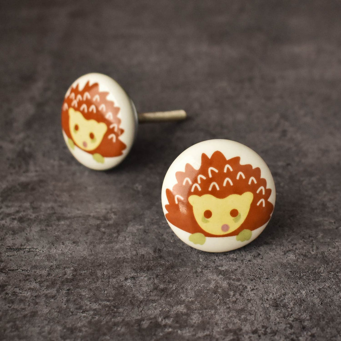 Prickles Cute Porcupine Ceramic Dresser Knob