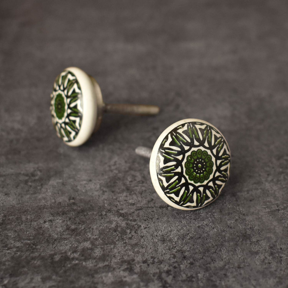 Quilling Green Ceramic Floral Drawer Knob