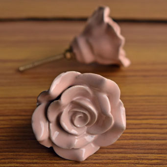 Magnolique Pink Flower Ceramic Dresser Drawer Knob