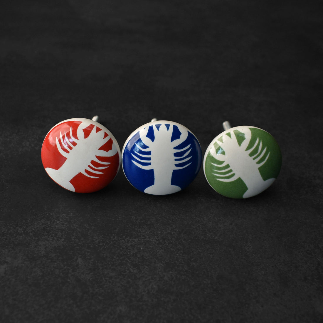 Rouge and Moss Lobster Ceramic Cabinet Knob and Drawer Pull