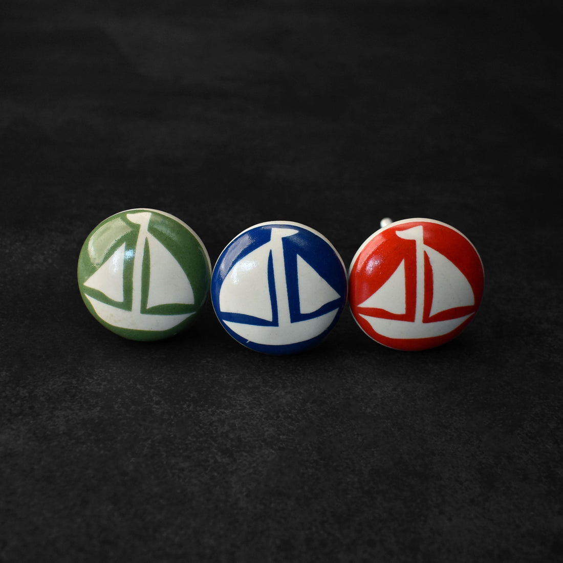 Jade Lagoon Yacht Ceramic Cabinet Knob and Drawer Pull