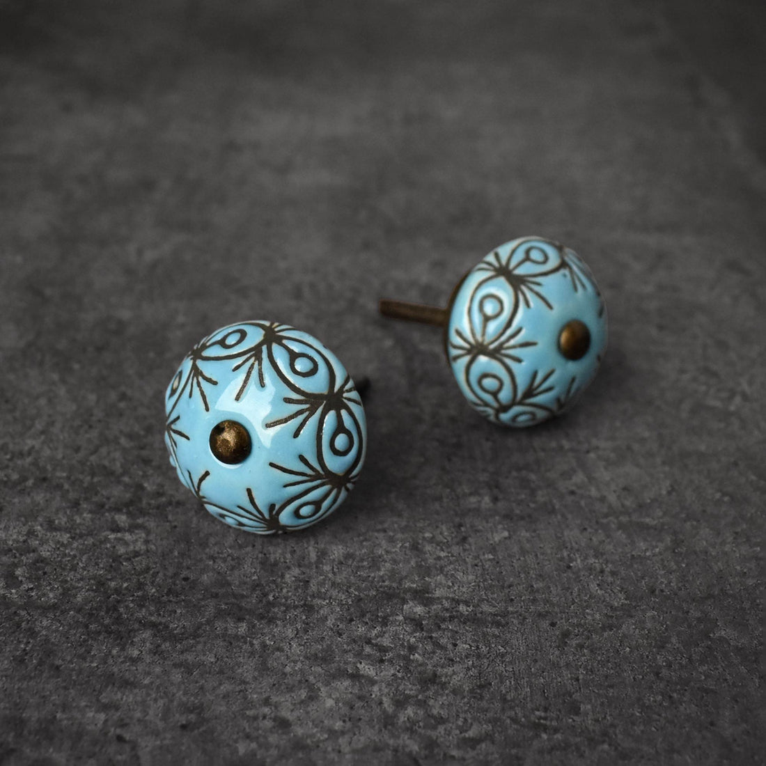 blue ceramic dresser drawer knob