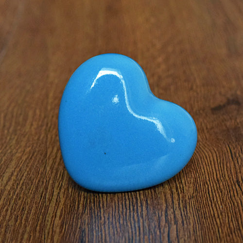 Blue Heart Ceramic Drawer Knob and Pull