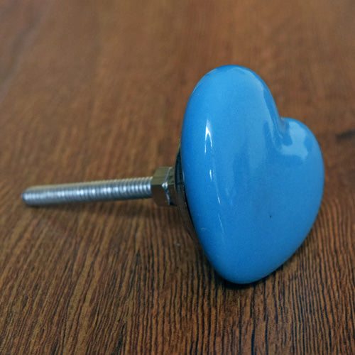 Blue Heart Ceramic Drawer Knob and Pull