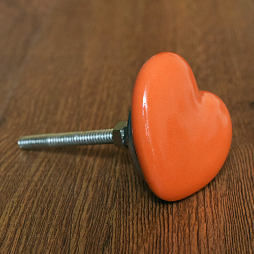 Amore Orange Heart Ceramic Drawer Knob