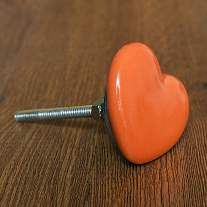 Amore Orange Heart Ceramic Drawer Knob