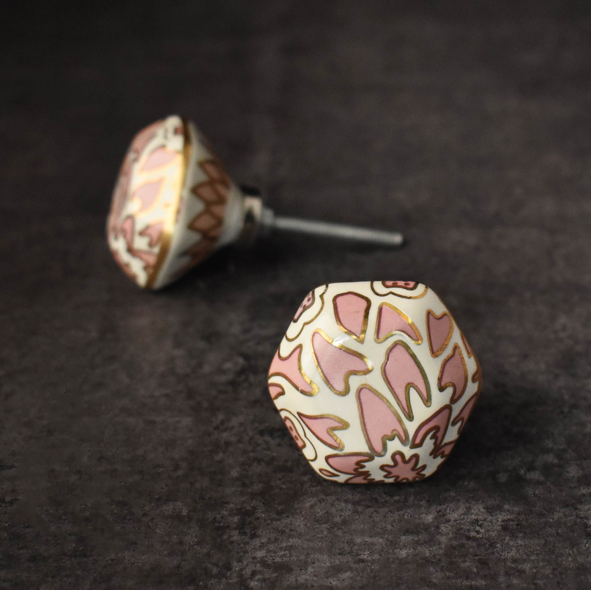 Udyan Pink Gold Ceramic Drawer Knob