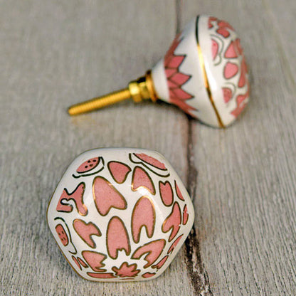 Udyan Pink Gold Ceramic Drawer Knob